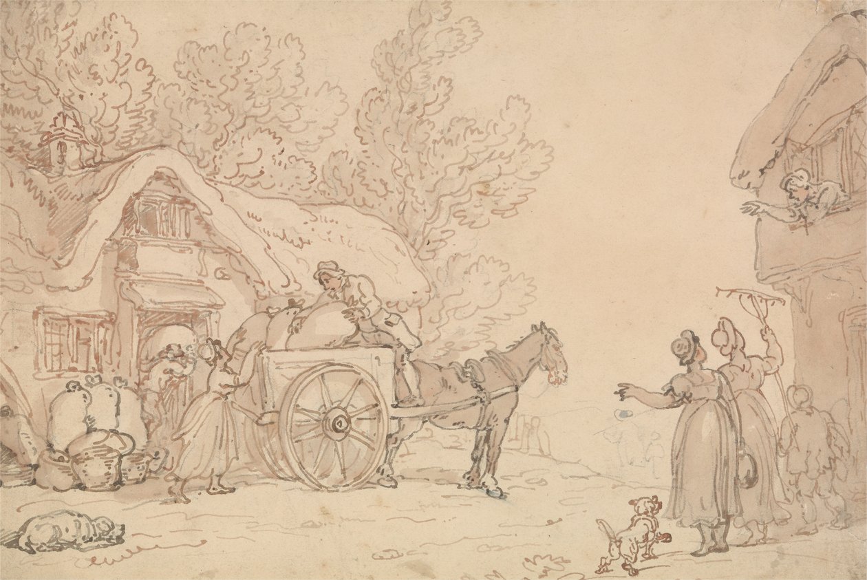 Vkládání pytlů do košíku od Thomas Rowlandson