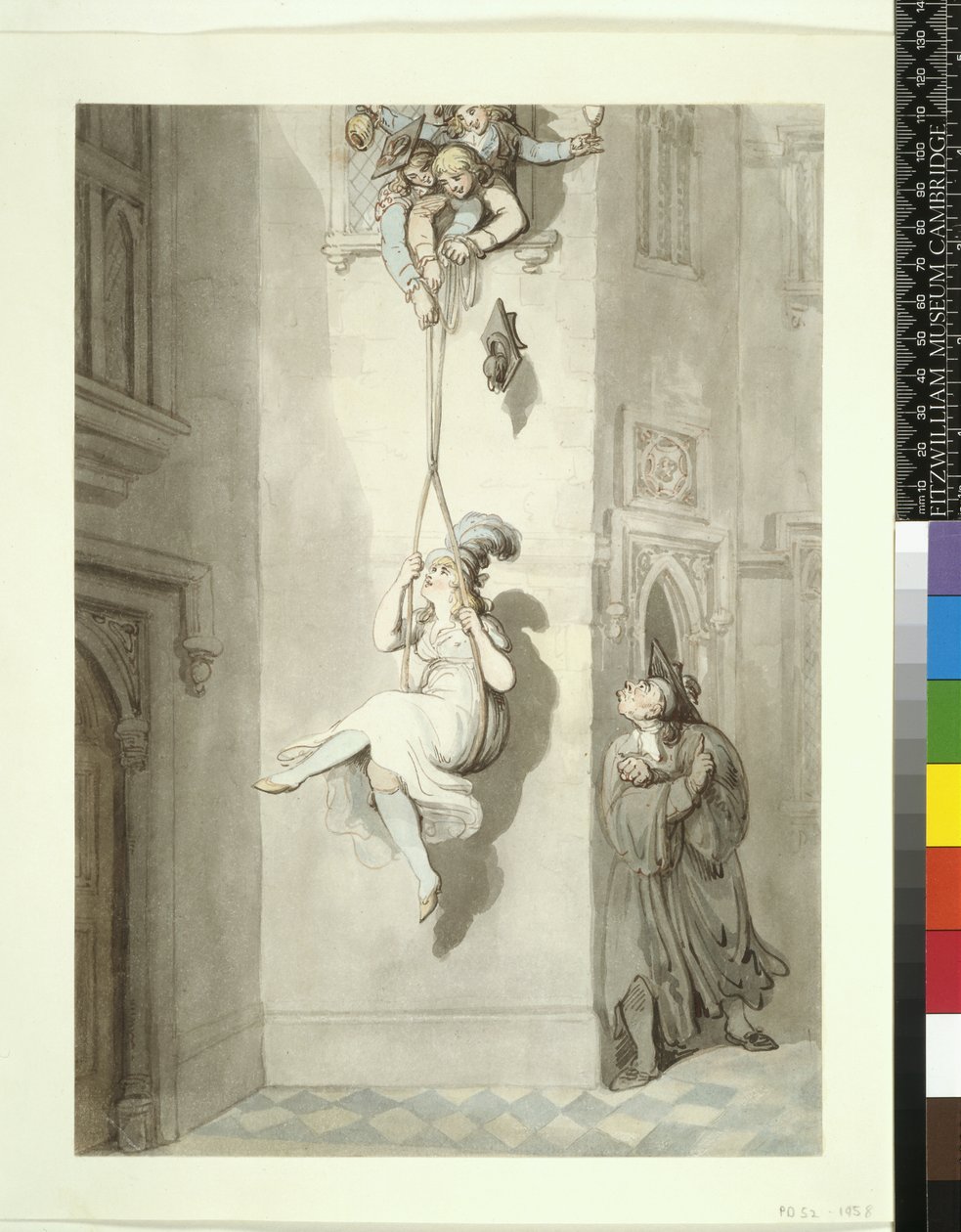 PD.52-1958 Starý univerzitní trik, pašování dámy od Thomas Rowlandson