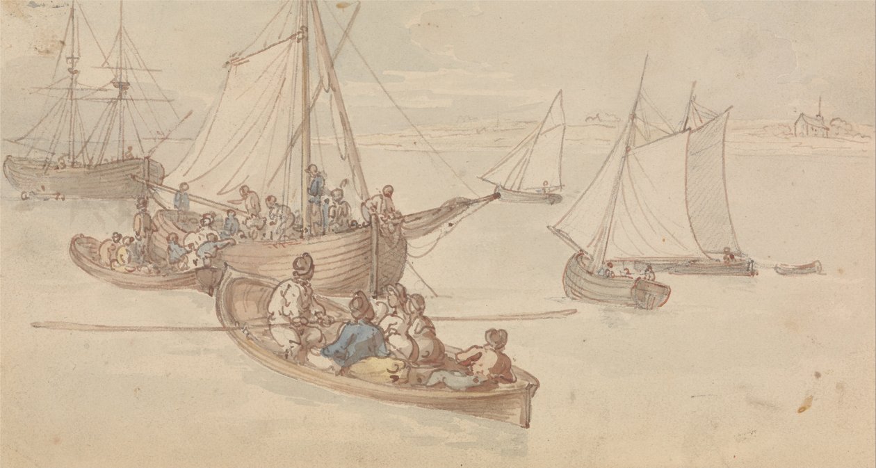 Výletní lodě v ústí od Thomas Rowlandson