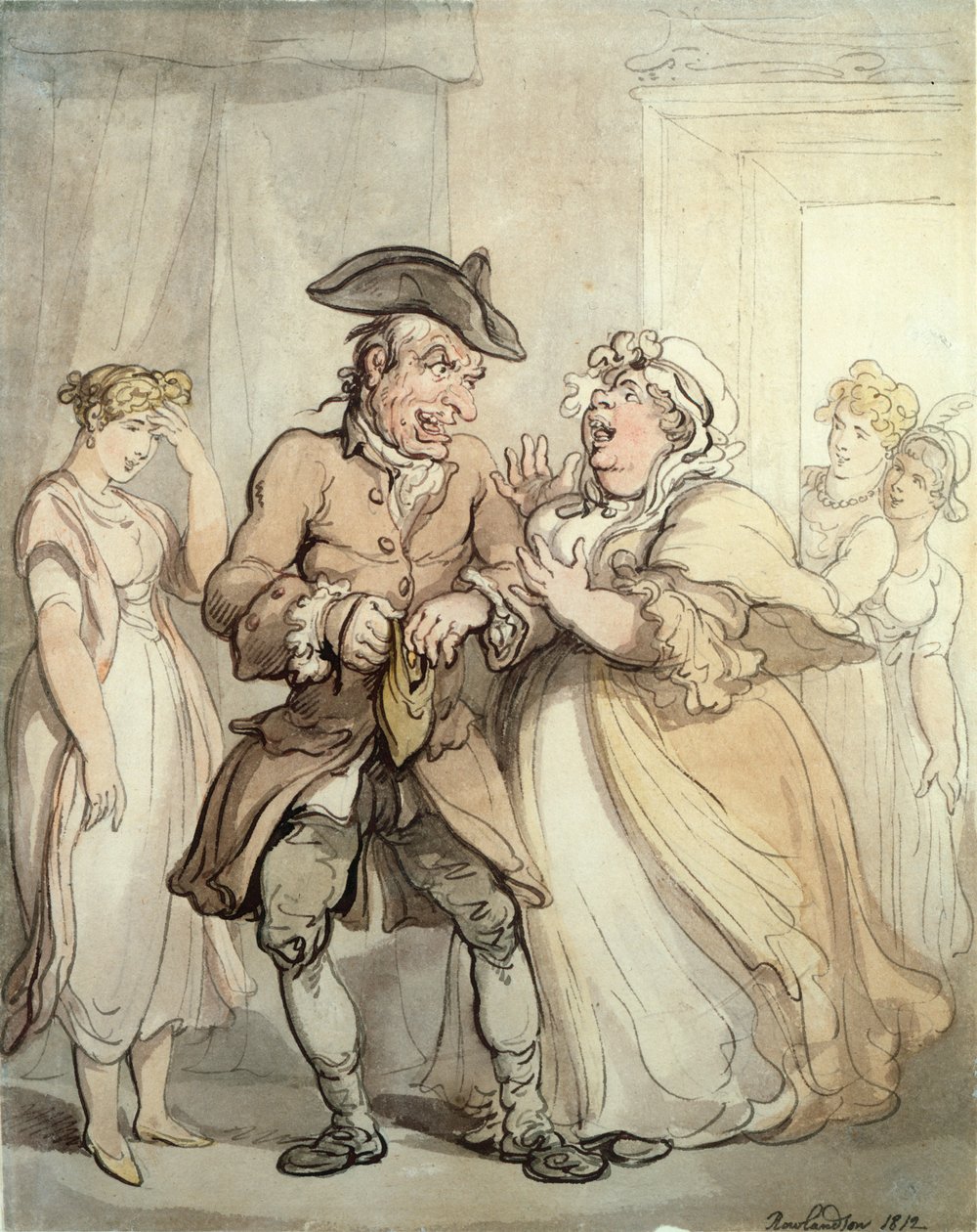 Pleasure First, Pay Later, 1812 (pero, wc a tužka na papíře) od Thomas Rowlandson