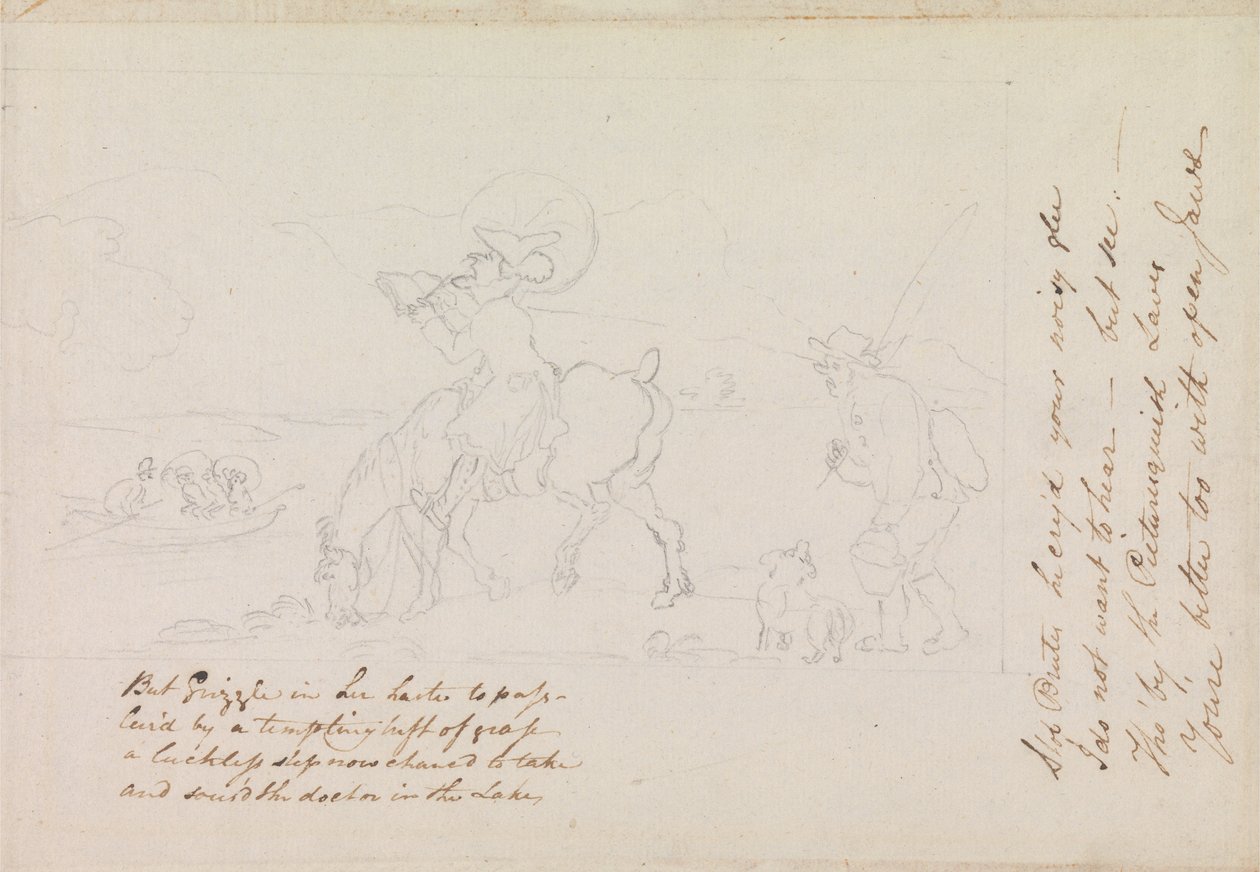 Přípravná skica pro dr. Syntaxe Skicování jezera od Thomas Rowlandson