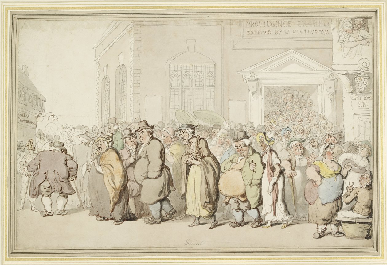 Providence Chapel (pero a černý a hnědý inkoust a akvarel, přes slabé náznaky v grafitu) od Thomas Rowlandson