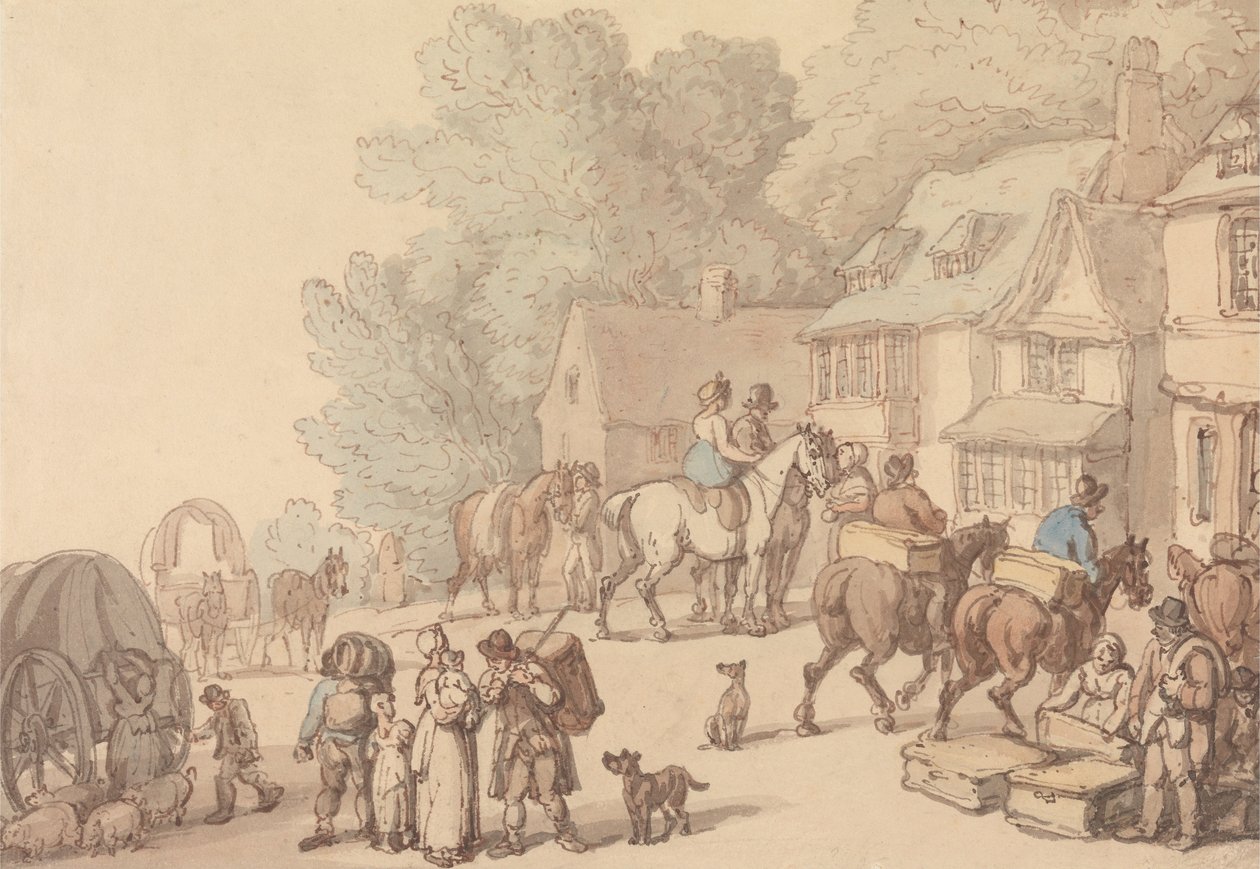 Scéna mimo hostinec od Thomas Rowlandson