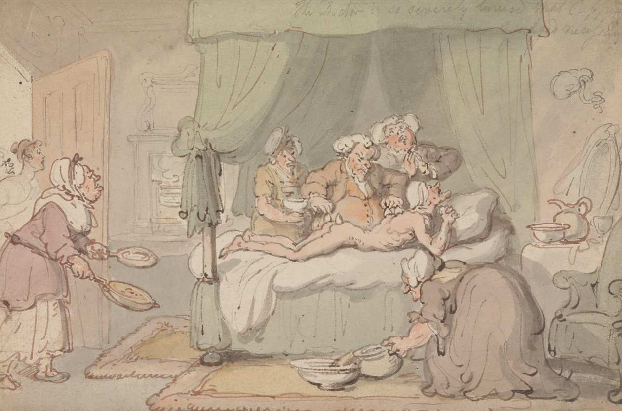 Doktor je tak silně pohmožděný, že je považována za nezbytnou od Thomas Rowlandson