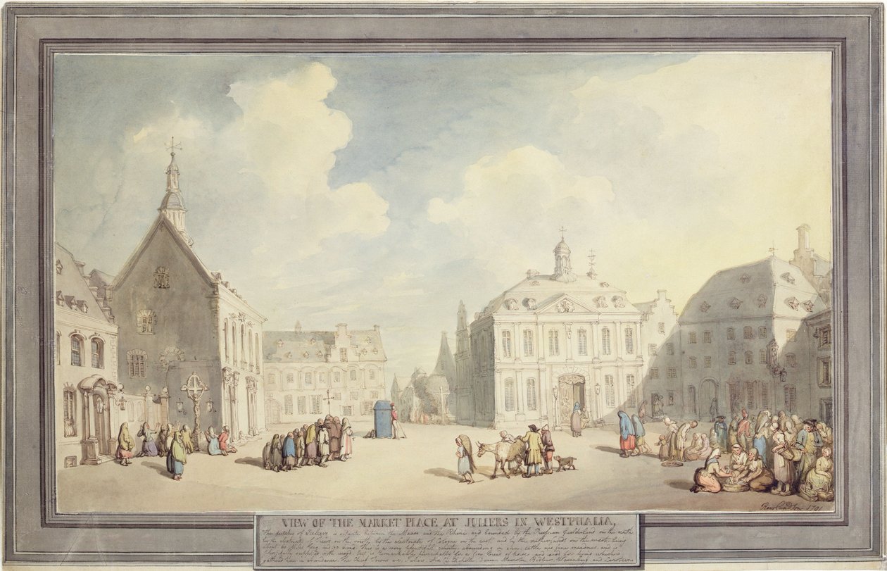 Tržiště v Juliers ve Vestfálsku, 1791 (pero, inkoust a akvarel přes grafit na papíře) od Thomas Rowlandson