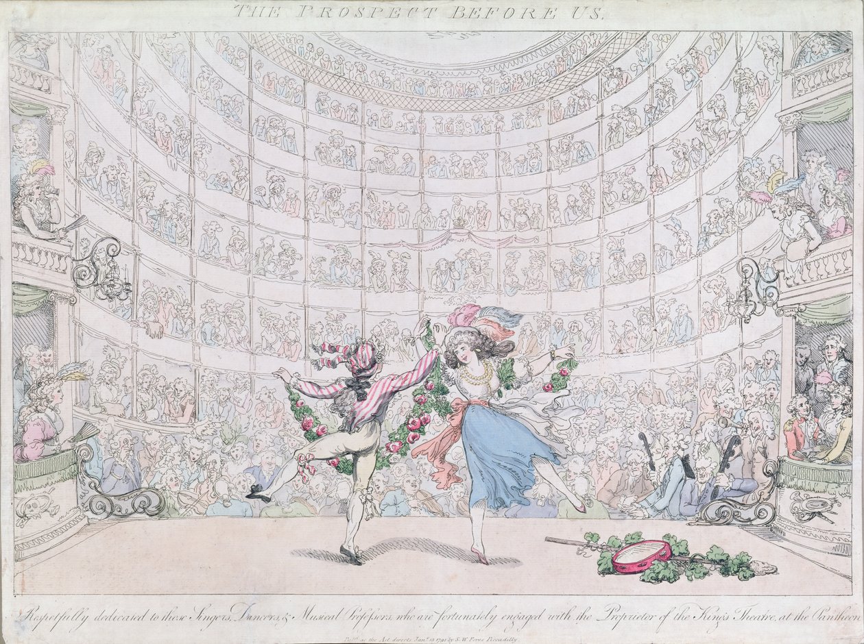 Pantheon, Oxford Street, nakladatelství S.W. Fores, 1791 (barevný lept) od Thomas Rowlandson