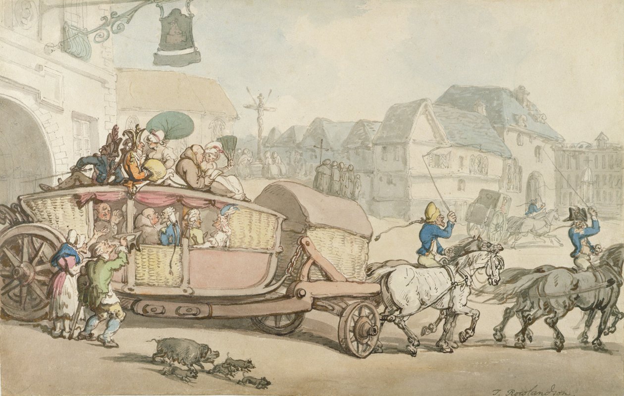 The Paris Diligence (pero a inkoust a wc na papíře) od Thomas Rowlandson