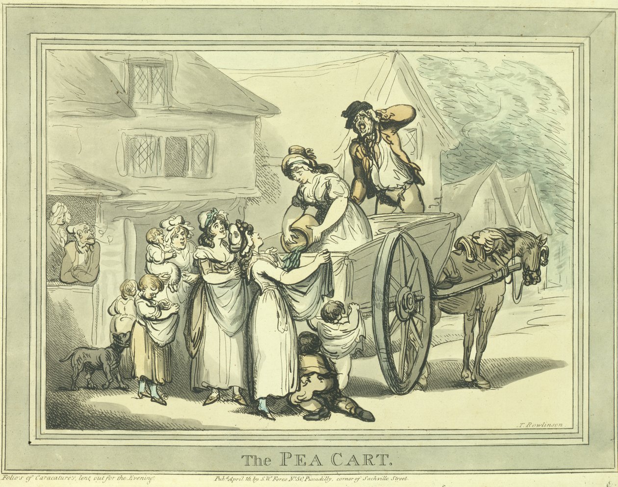 Vozík hrášku, hospoda. od S.W. Fores (barevný lept) od Thomas Rowlandson