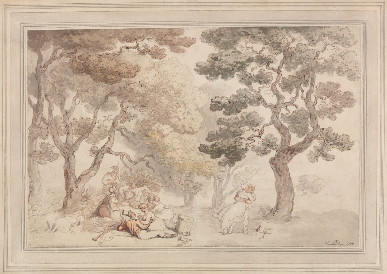 The Picnic (Wc na papíře) od Thomas Rowlandson