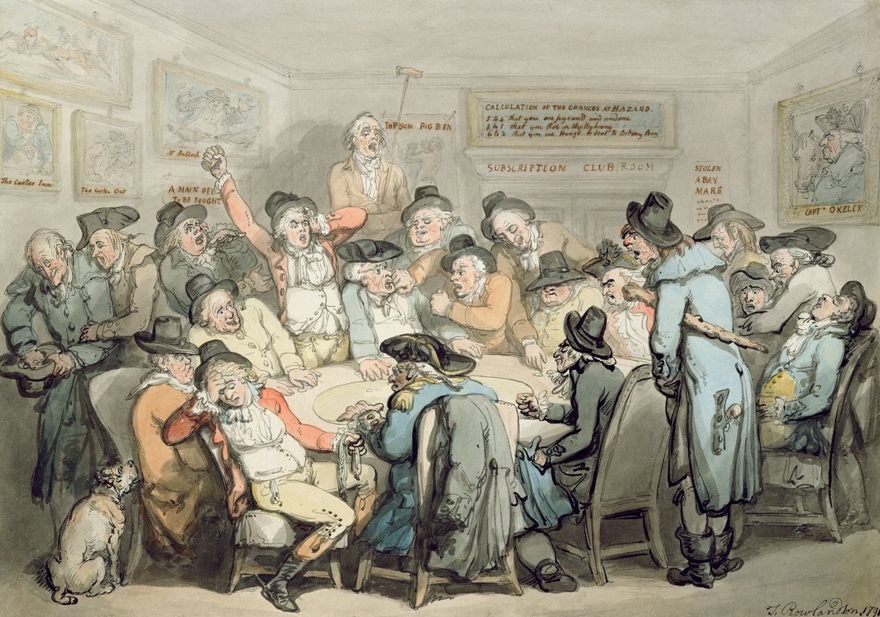 The Subscription Club Room (pero a inkoust a wc na papíře) od Thomas Rowlandson