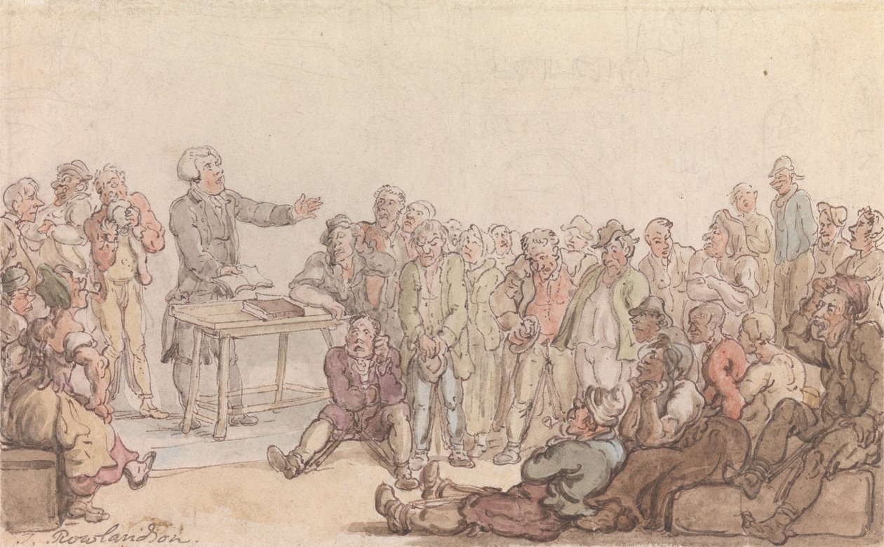 Vikář z Wakefieldu- Vikář kázající vězňům od Thomas Rowlandson