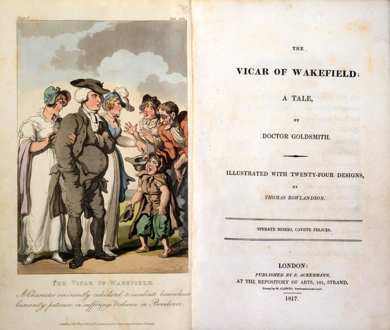 Farář z Wakefieldu, Oliver Goldsmith, frontispis, 1817 od Thomas Rowlandson