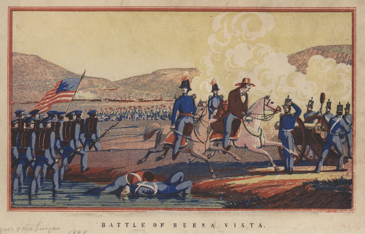 Bitva u Buena Vista, 1848 (chromolitho) od Thomas S. Wagner