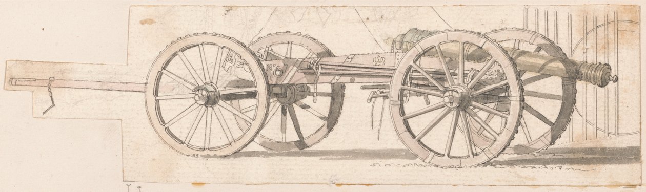 Gun and Limber, No.7 (pero a inkoust na papíře) od Thomas Sandby