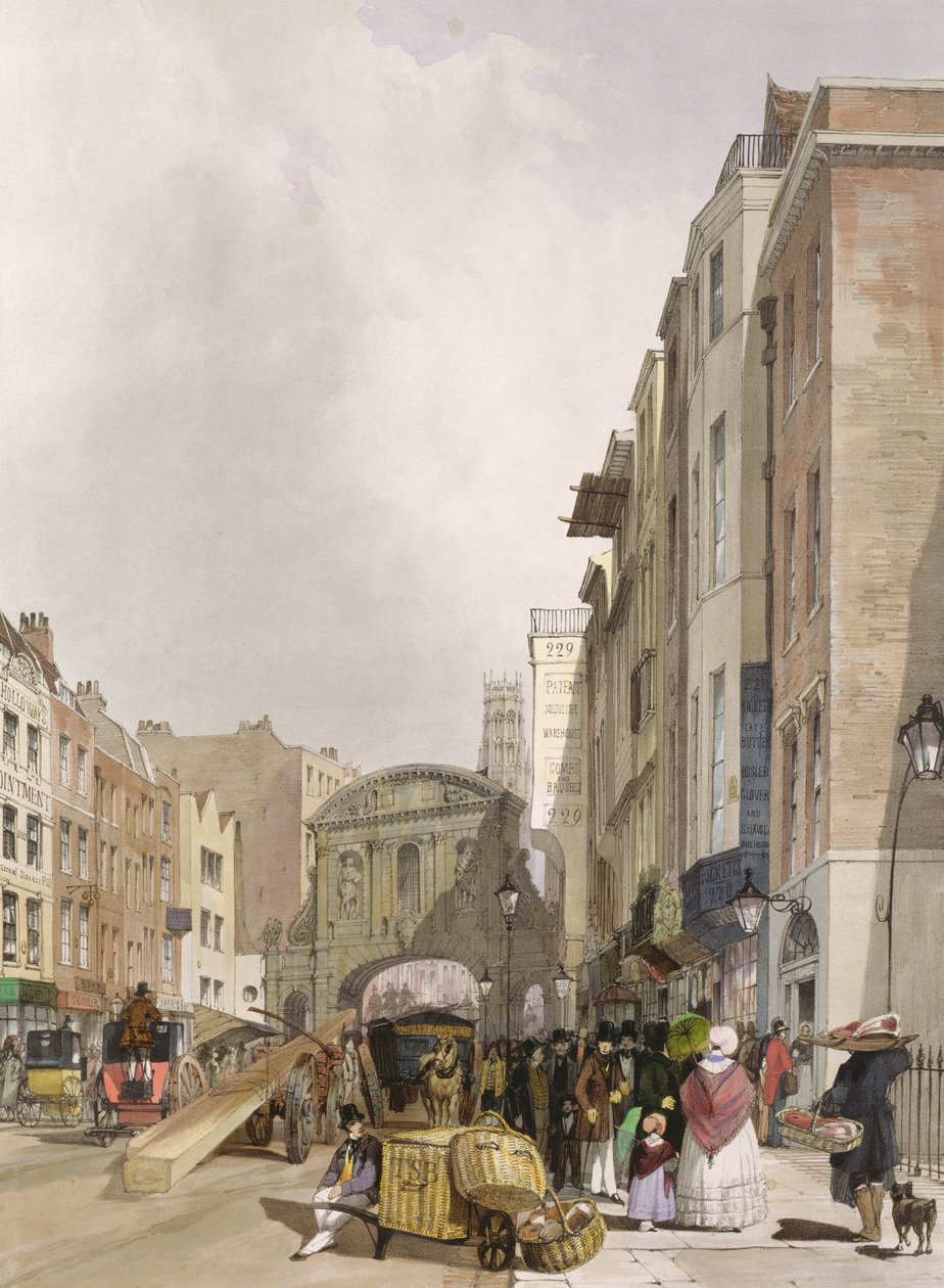 Temple Bar z ulice Strand, 1842 od Thomas Shotter Boys