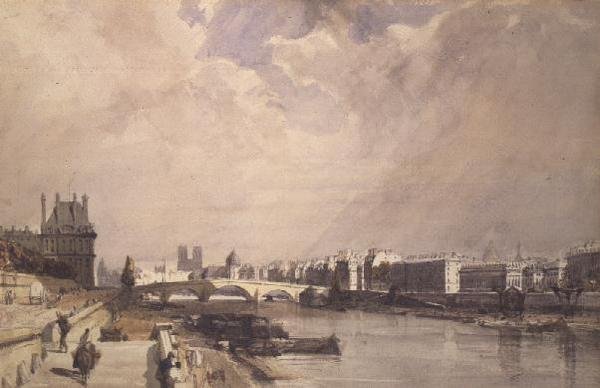 Pohled podél Seiny s Pont Royal a Pavilion de Flore, Tuileries od Thomas Shotter Boys