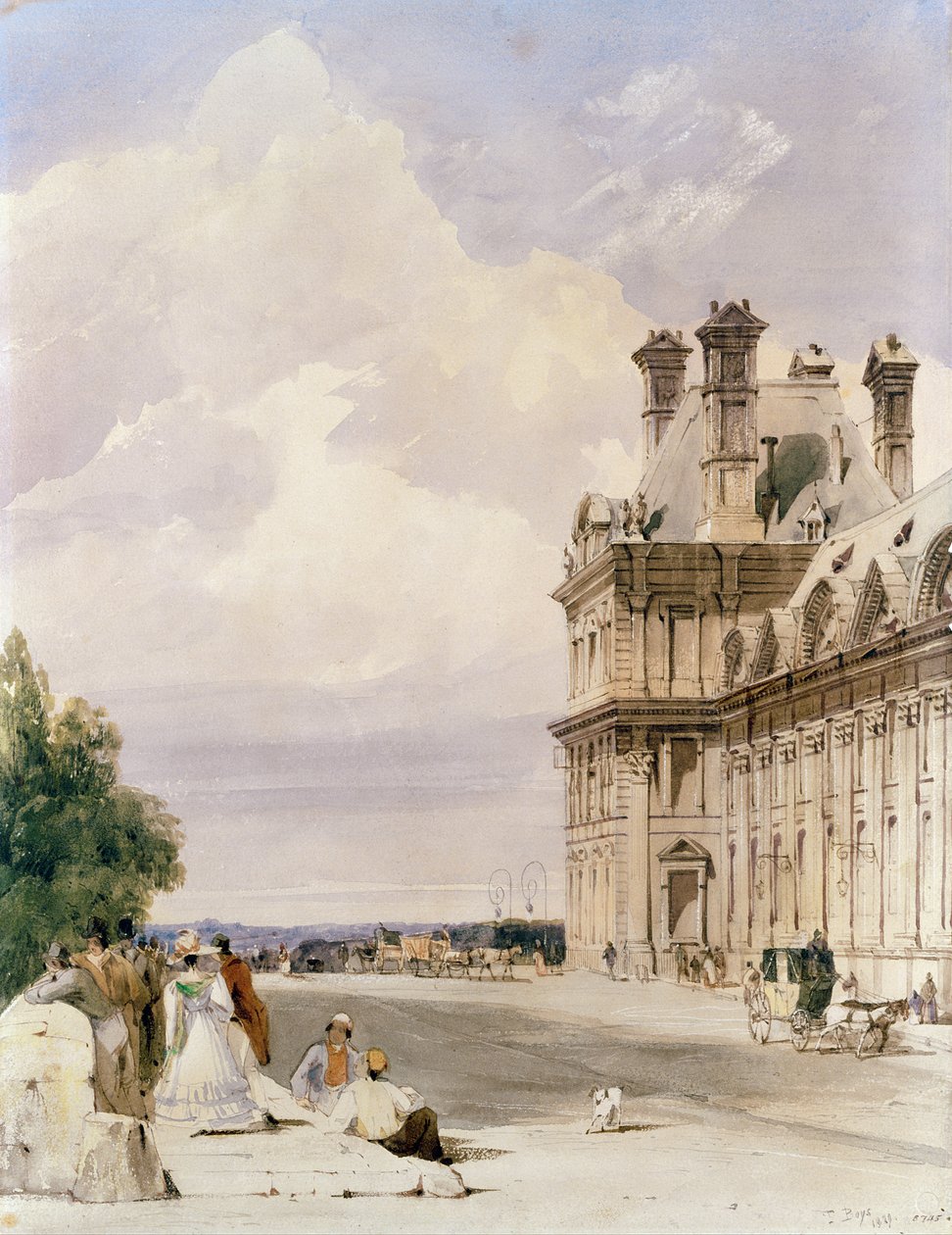 Pohled poblíž Pont Royal, s Pavillon de Flore, Tuileries od Thomas Shotter Boys