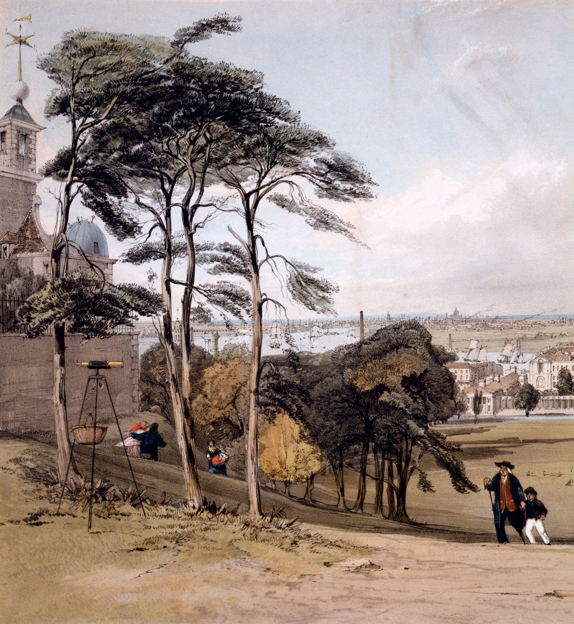 Pohled na Londýn z Greenwichského parku, 1842 od Thomas Shotter Boys