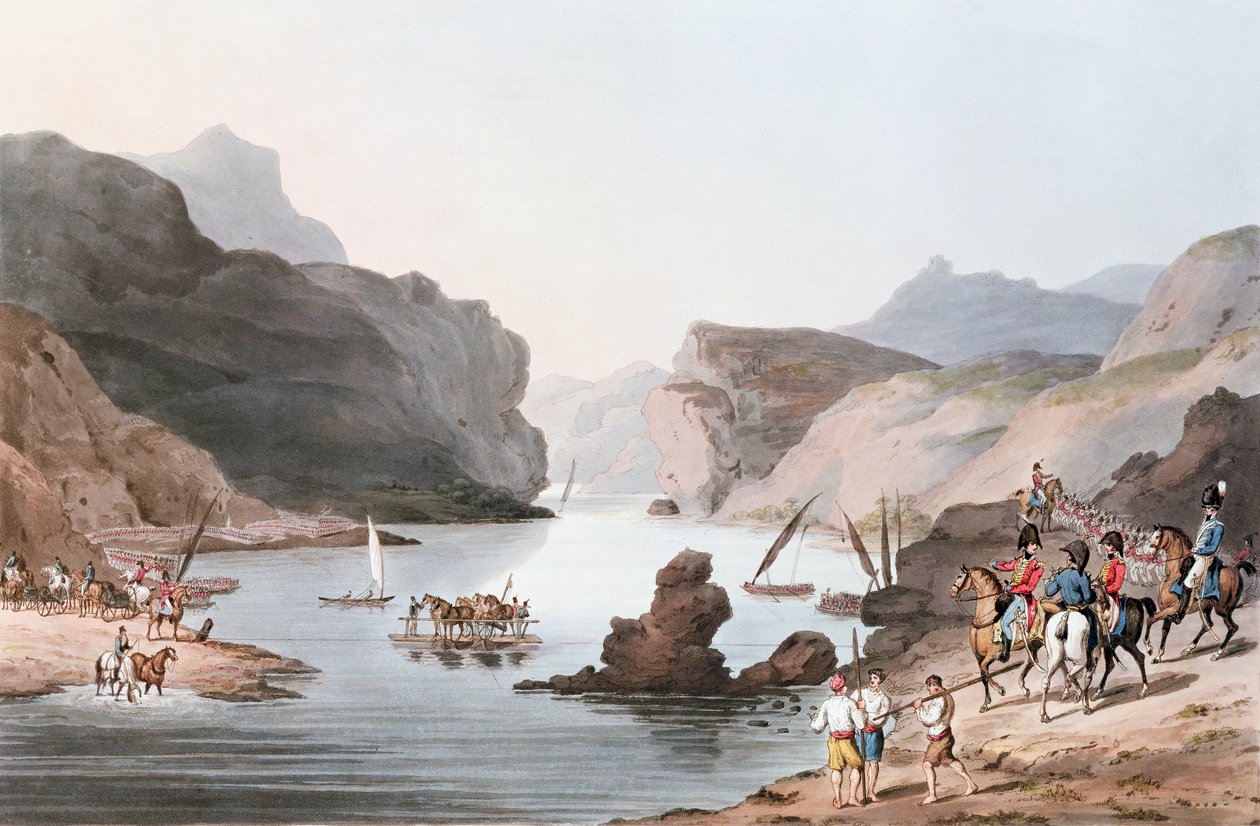 Průsmyk Tagus ve Vila Velha do Alentejo, 20. května 1811, vyrytý C. Turnerem od Thomas Staunton St. Clair