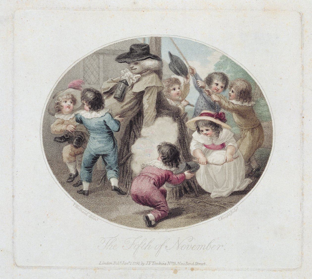 Pátý listopad, ryl Charles Knight (1743-c.1826), hospoda. od J.F. Tomkinse, 1790 (tečkovaná rytina) (pár 125881) od Thomas Stothard
