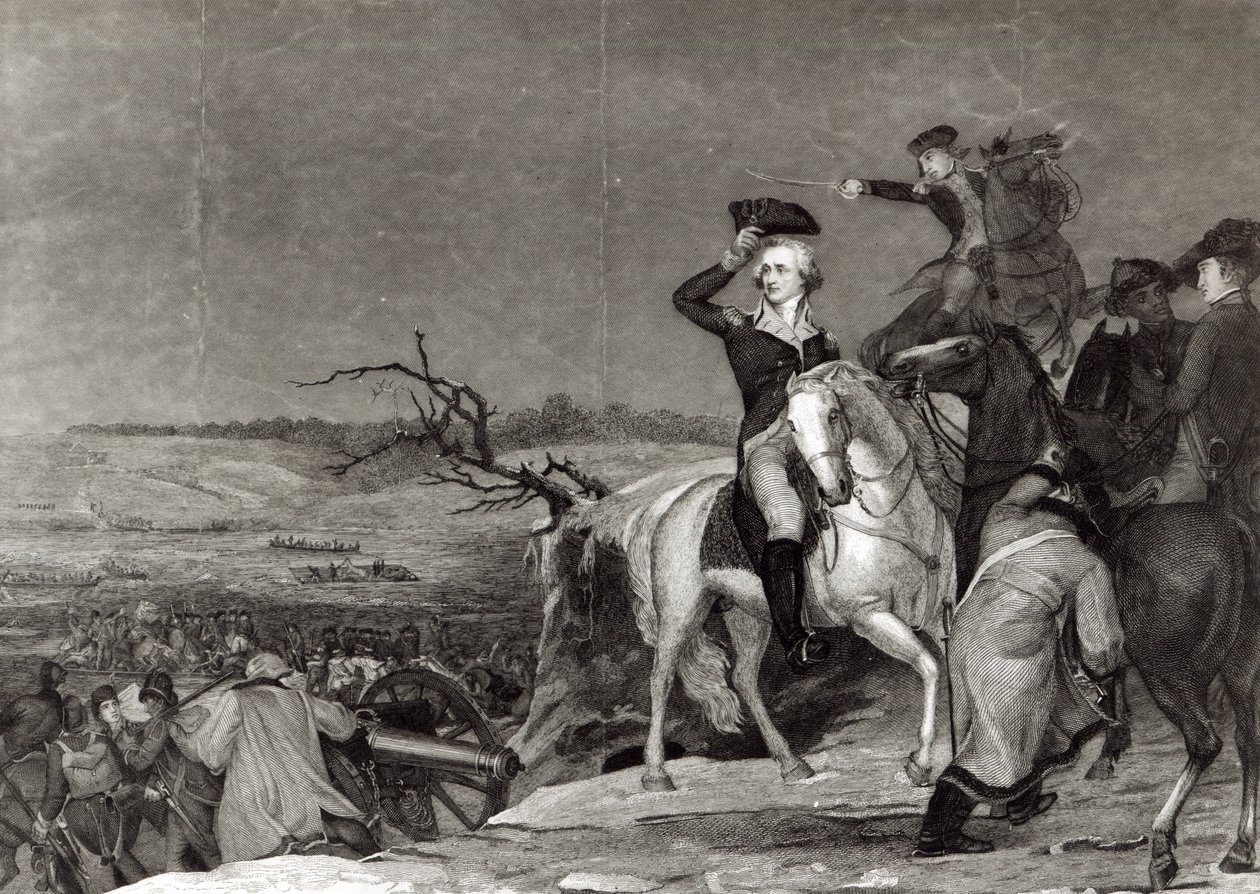 Průchod Delaware v roce 1776, vyryl J.N. Gimbrede pro "The New York Mirror" od Thomas Sully