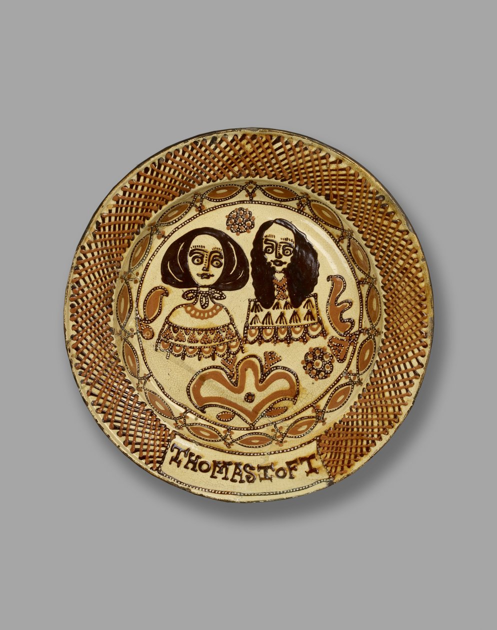 Toft Dish, Staffordshire slipware, cca 1670 (malovaná keramika) od Thomas Toft
