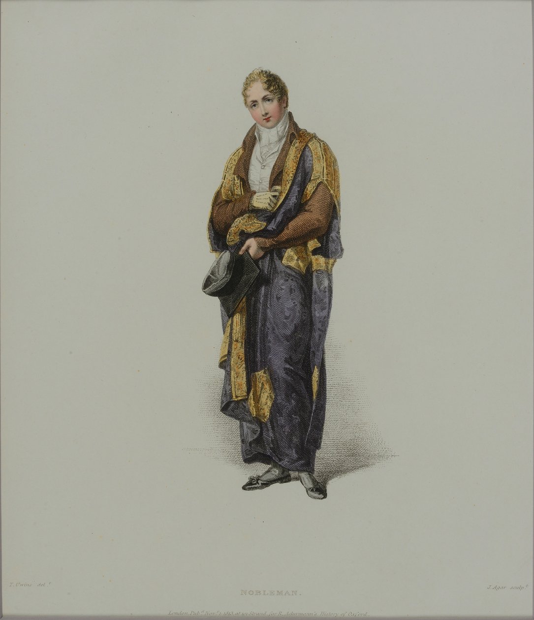 Šlechtic, rytina J. Agara, vydaná v roce 1813 pro "Dějiny Oxfordu" R. Ackermanna (ručně kolorovaná rytina) od Thomas Uwins
