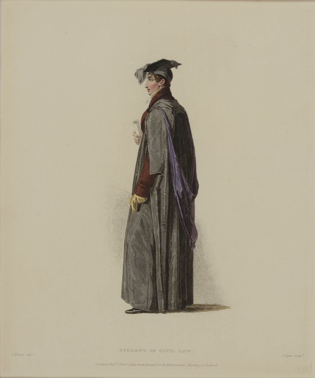 Student in Civil Law, rytina J. Agara, publikovaná v R. Ackermann