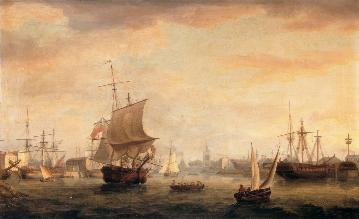 Pohled na Bristol Dock and Quay od Thomas Whitcombe