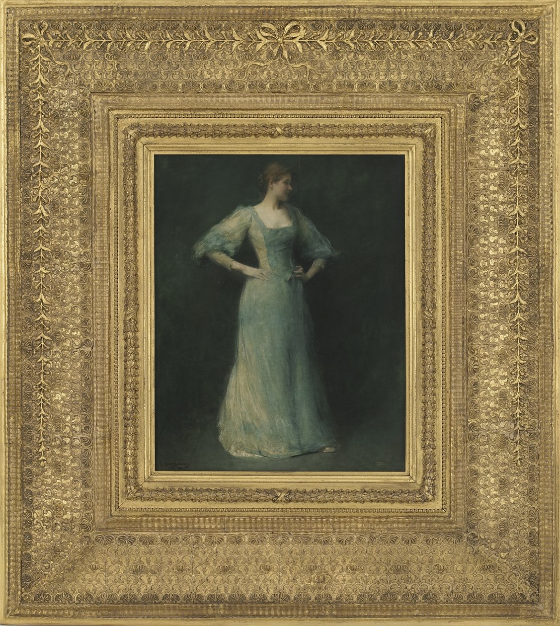 The Blue Dress, 1892 (olej na dřevěné desce) od Thomas Wilmer Dewing