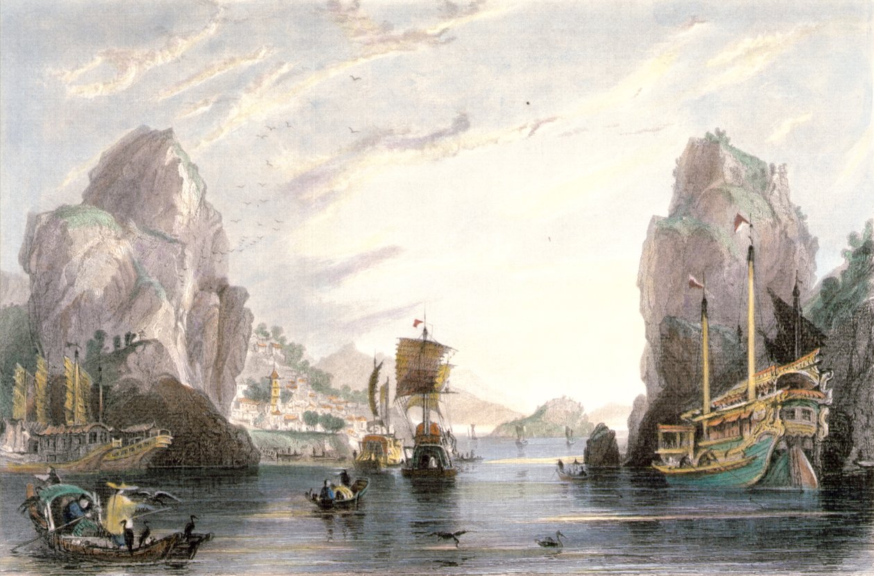Shi-Mun, nebo Skalní brány, kolem roku 1850 od Thomas Allom