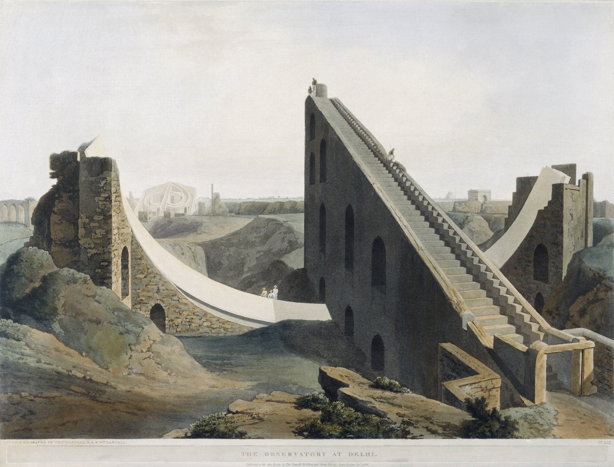 The Observatory at Delhi, plate XIX from Oriental Scenery, pub. 1808 (barevná akvatinta) od Thomas und William Daniell
