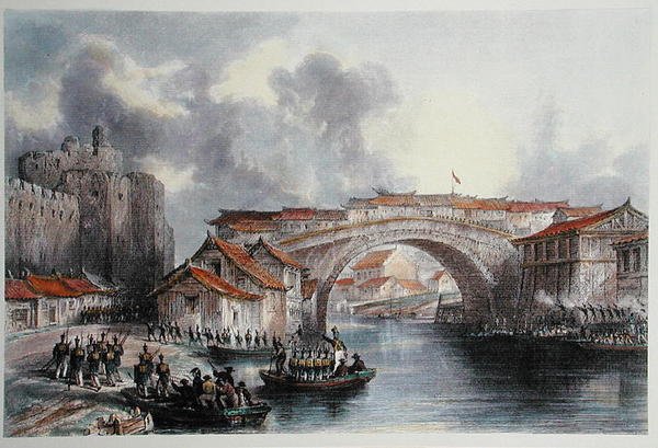 Západní brána Ching Keang Foo, kolem 1850 (barevná lito) (barevná verze 367544) od Thomas (after) Allom
