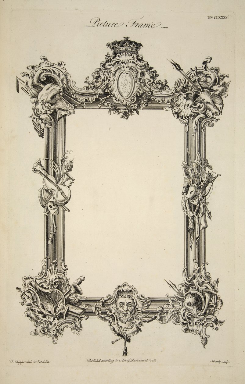 Návrh pro rám obrazu, hospoda. 1761 (rytina) od Thomas (after) Chippendale