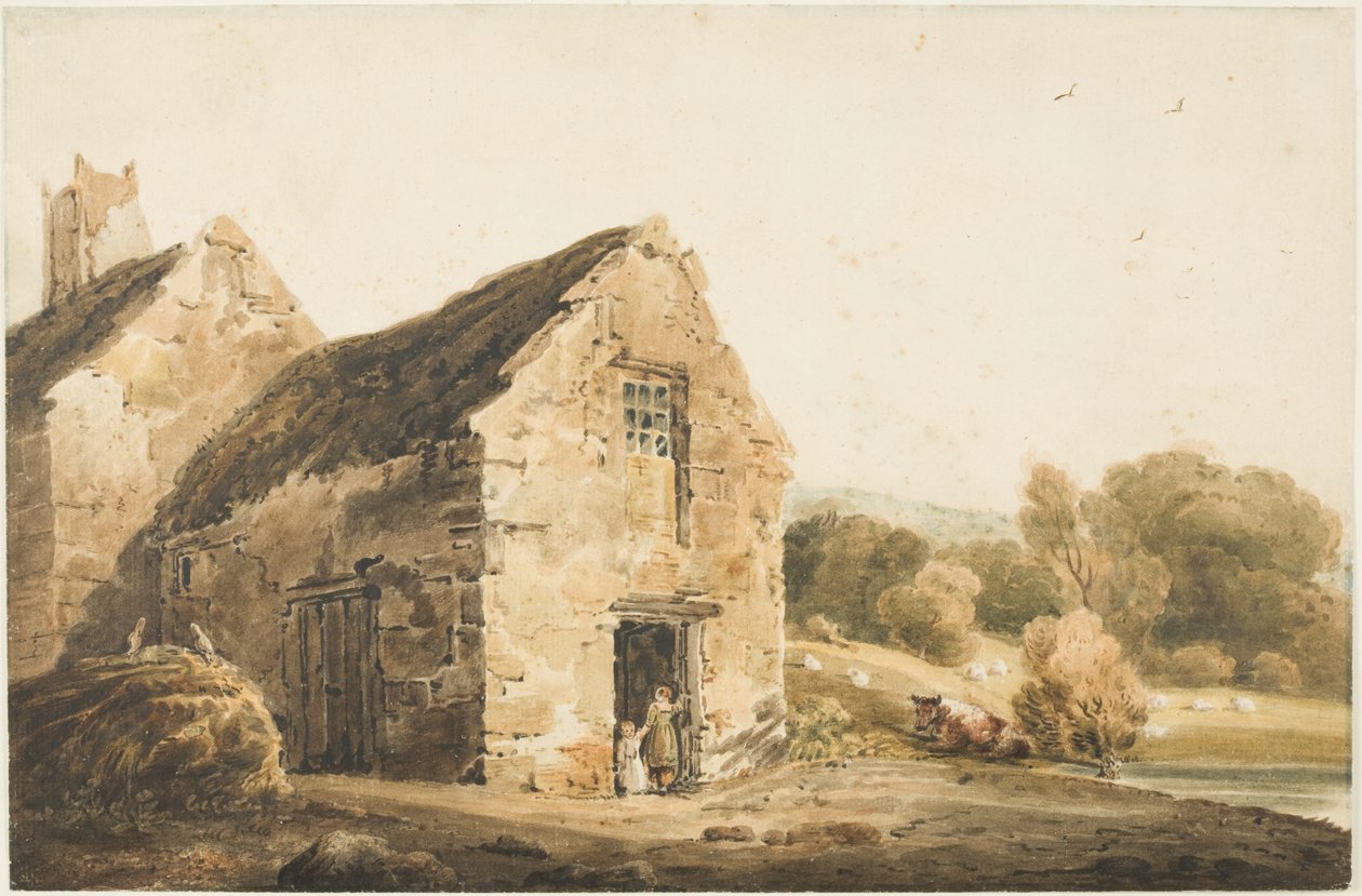 Chaty poblíž Newcastle Upon Tyne, po roce 1800 (bodycolor, tužka, akvarel) od Thomas (after) Girtin