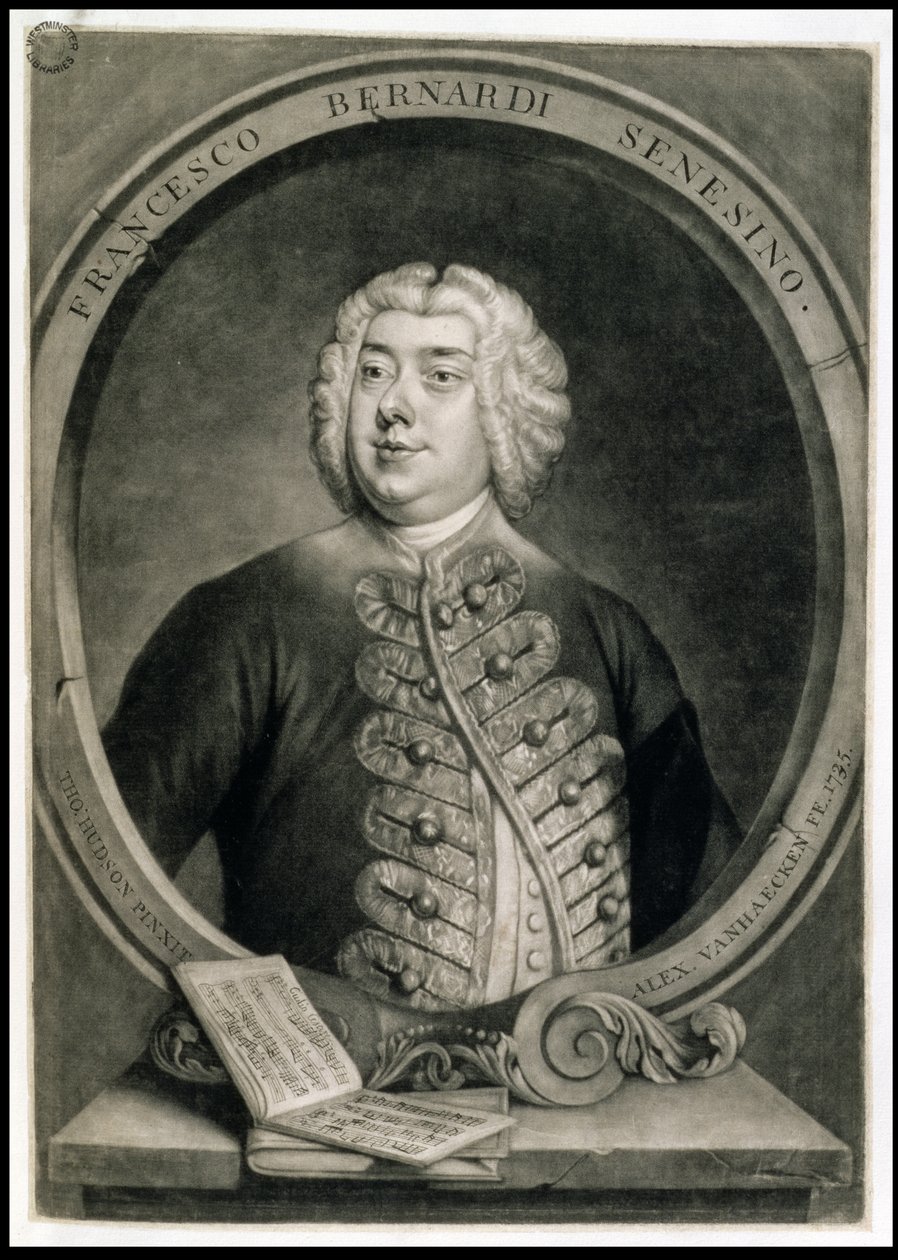 Francesco Bernardi Senesino, rytý Alexander van Haecken (1701-58) od Thomas (after) Hudson