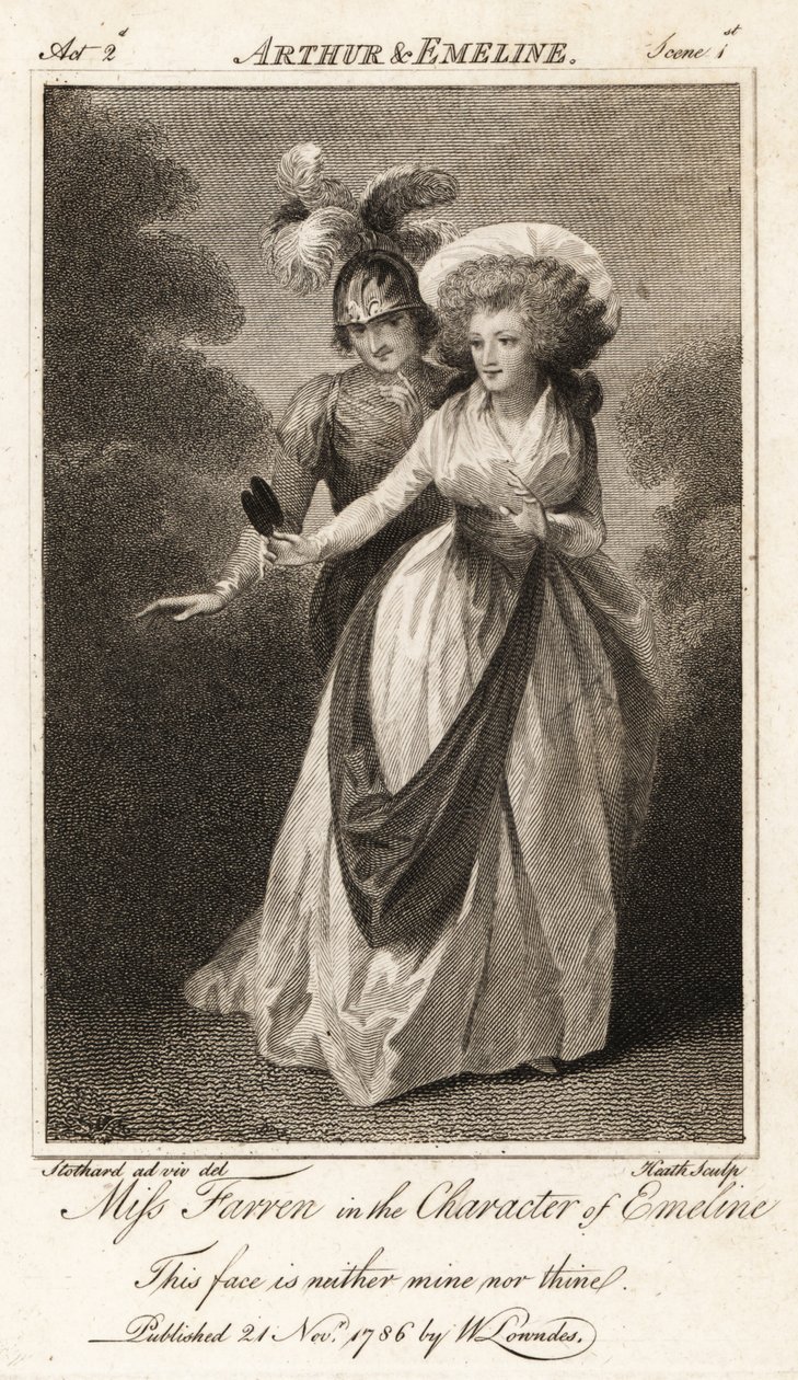 Slečna Elizabeth Farrenová v postavě Emeline ve filmu Johna Drydena Arthur a Emeline od Thomas (after) Stothard