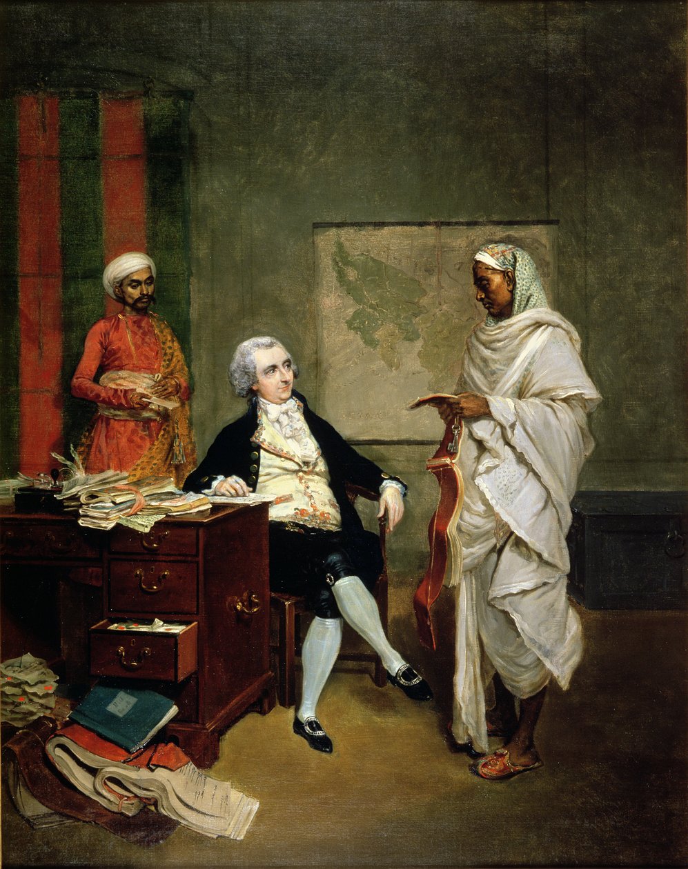 Foster 638 (138) John Mowbray se svým peněžním agentem Banianem, kolem roku 1790 od Thomas (attr. to) Hickey