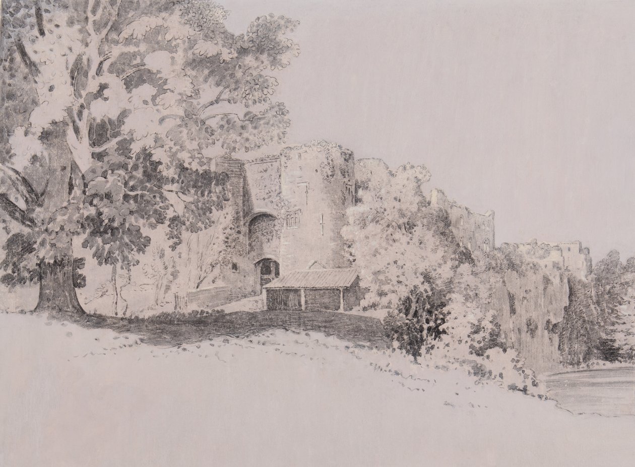 Hrad Chepstow (pero, štětec a inkoust na kvašové půdě) od Thomas (attr. to) Tudor