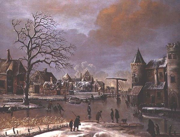 Bruslaři na zamrzlém kanále od Thomas Heeremans