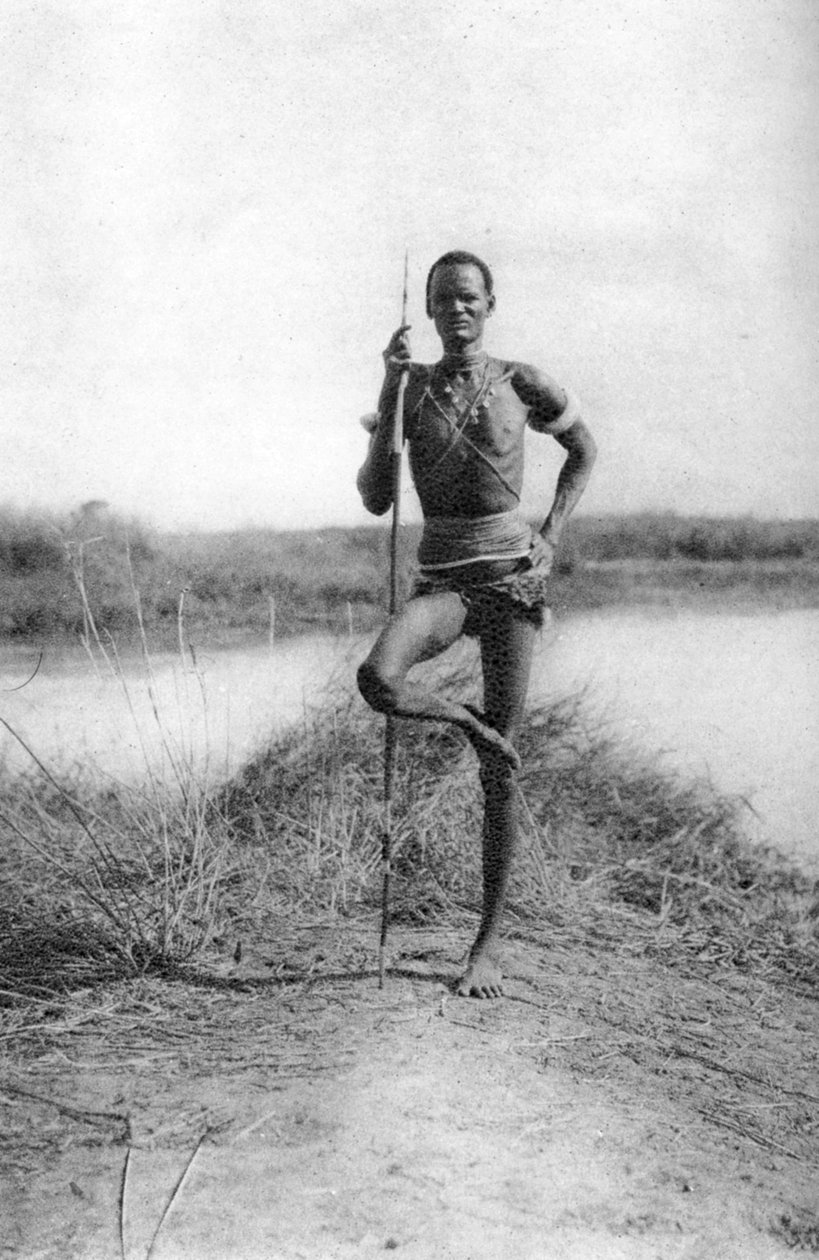 Charakteristický postoj Dinka, Terrakekka do Aweil, Súdán, 1925 1927 od Thomas A. Glover