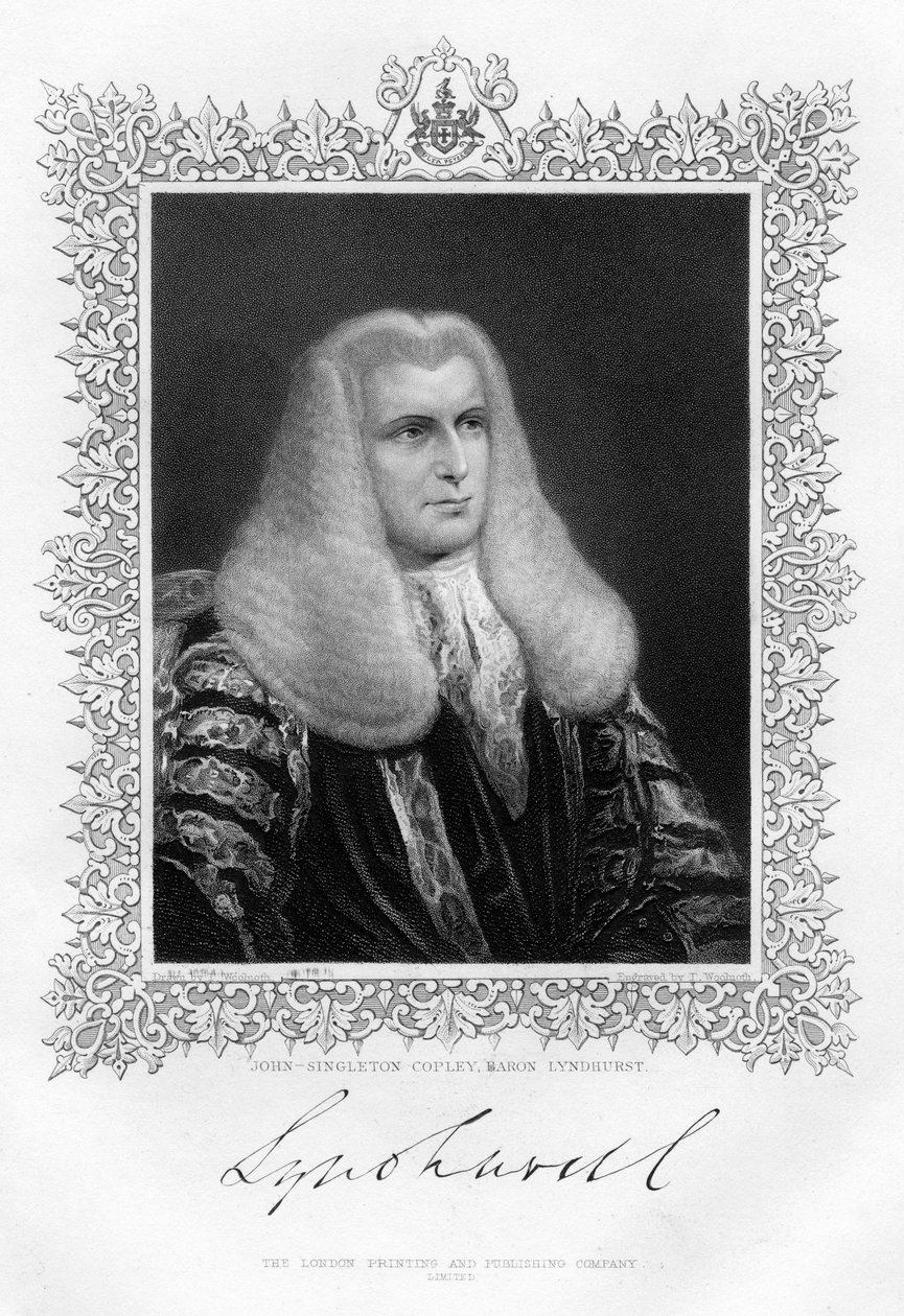 John Singleton Copley 1738-1815, britský lord kancléř a politik, 19. století. od Thomas A. Woolnoth
