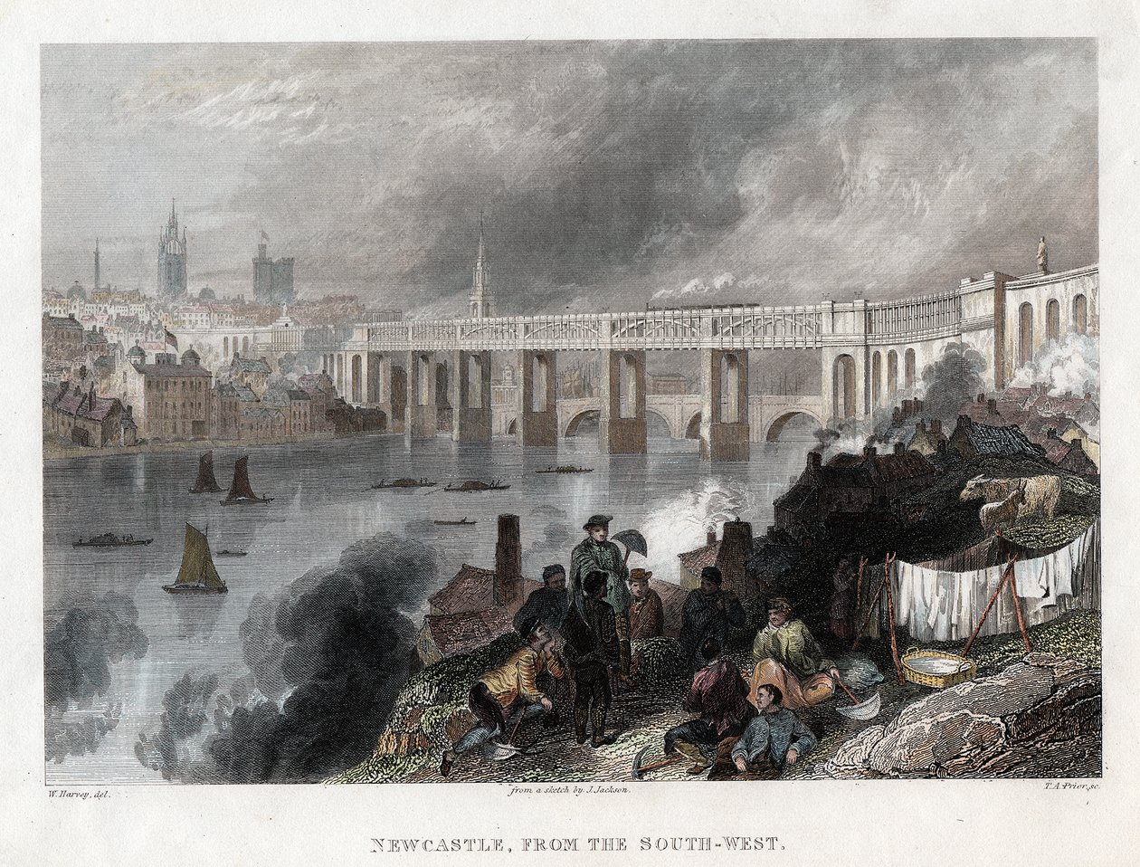 High Level Bridge přes Tyne v Newcastlu, 1849 od Thomas Abiel Prior