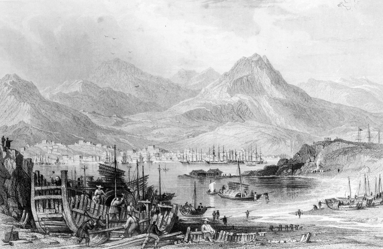 Hong-Kong z Kow-loon, vyryl Samuel Fisher od Thomas Allom