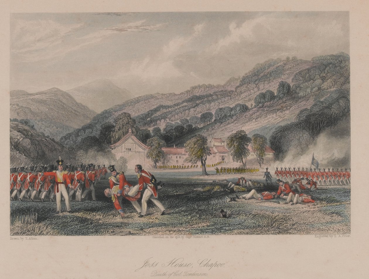 ?Joss House, Chapoo [sic], Smrt plukovníka Tomlinsona?, 1842 od Thomas Allom