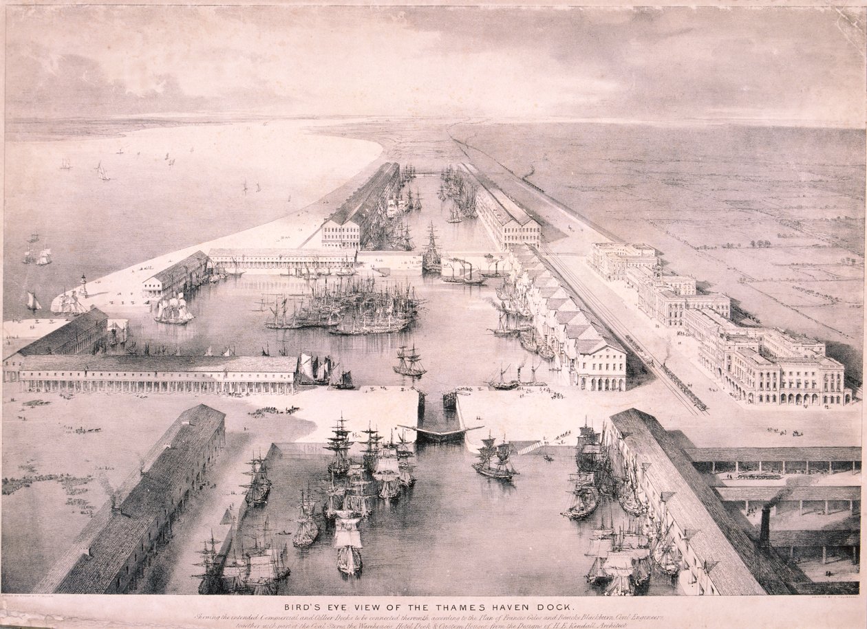 Thames Haven Dock, Londýn, c1830 od Thomas Allom
