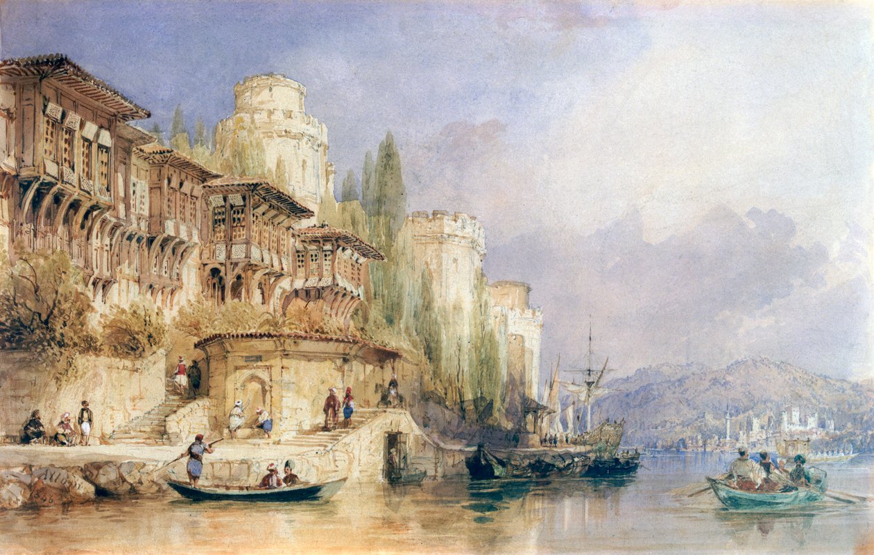 Bospor s hrady Evropy a Asie, 1846. od Thomas Allom