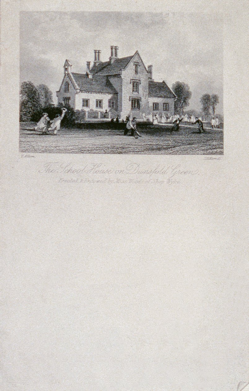 The School House na Dunsfold Green, Surrey, 1850 (rytina na ocelové lince) od Thomas Allom