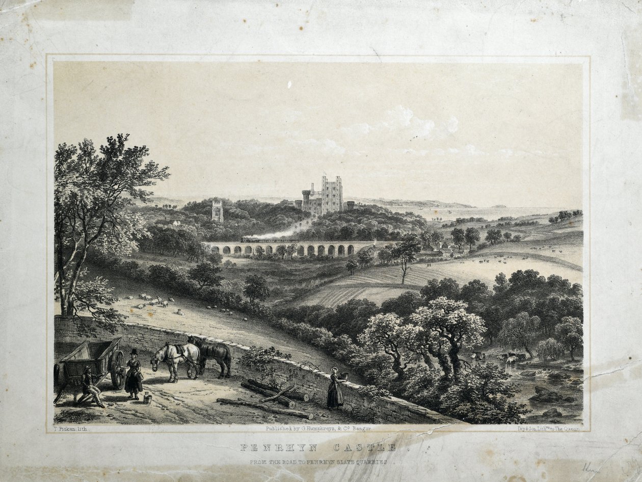Zámek Penrhyn, kolem roku 1850 (barevná litografie na papíře) od Thomas Ashburton Picken