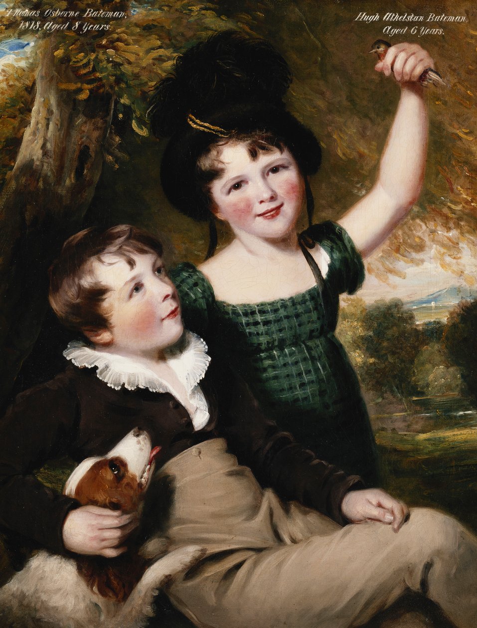 Portrét Thomase Osborna Batemana, 8 let, se svým bratrem Hughem Athelstanem, 6 let, 1818 od Thomas Barber